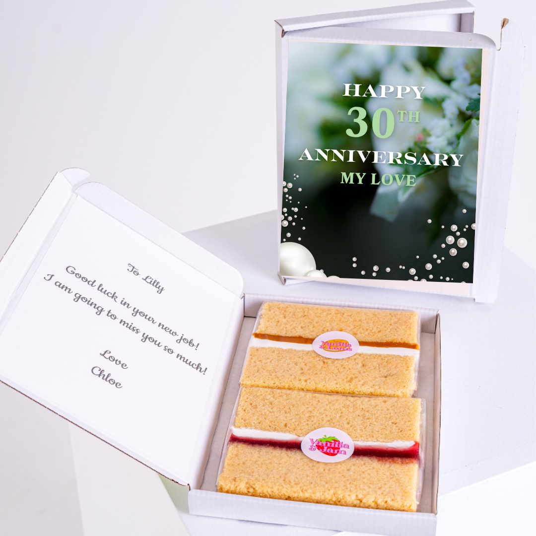 30th Anniversary cake gift box with message for Lilly