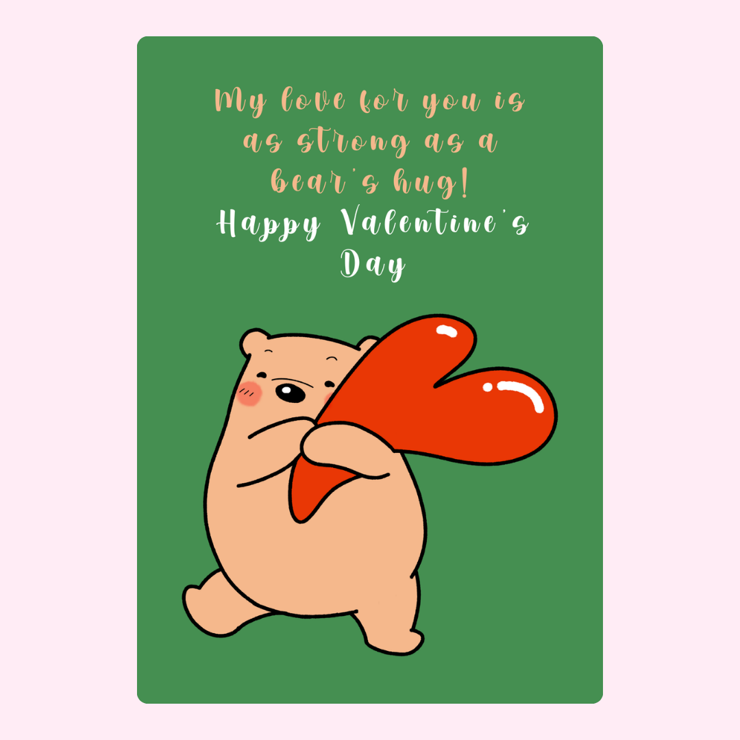 Valentine's Day bear hug card
