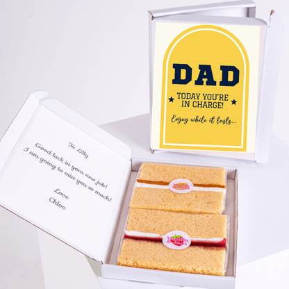 Dad In Charge cake gift for Lilly, with message.