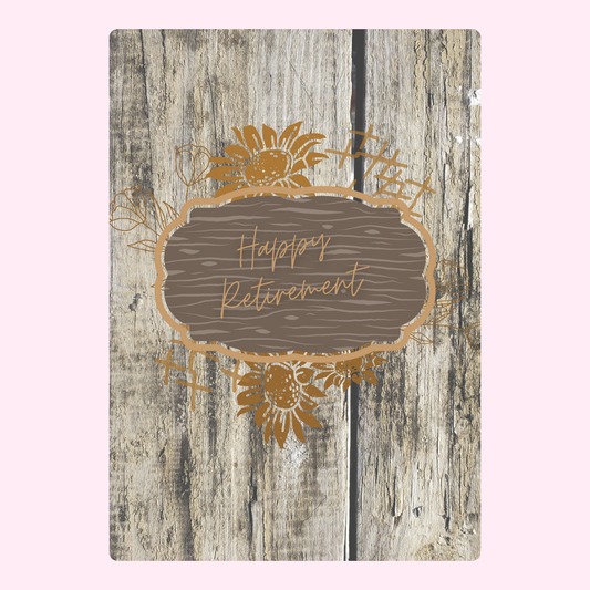 Happy Retirement card with sunflowers & wood background (16)