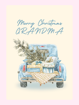 Merry Christmas Grandma - Blue Pickup Truck