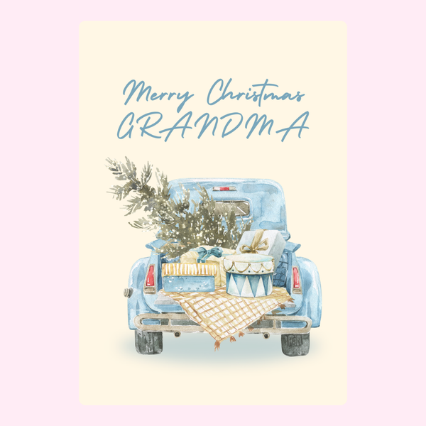 Merry Christmas Grandma - Blue Pickup Truck