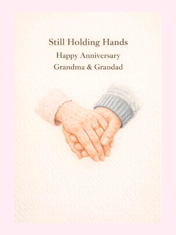 Still Holding Hands Grandparents Anniversary Cake Card