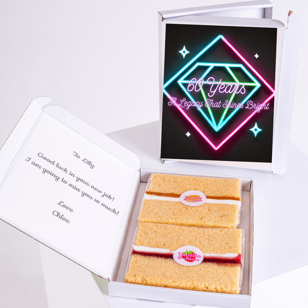 60th anniversary cake gift for Lilly with neon diamond design.