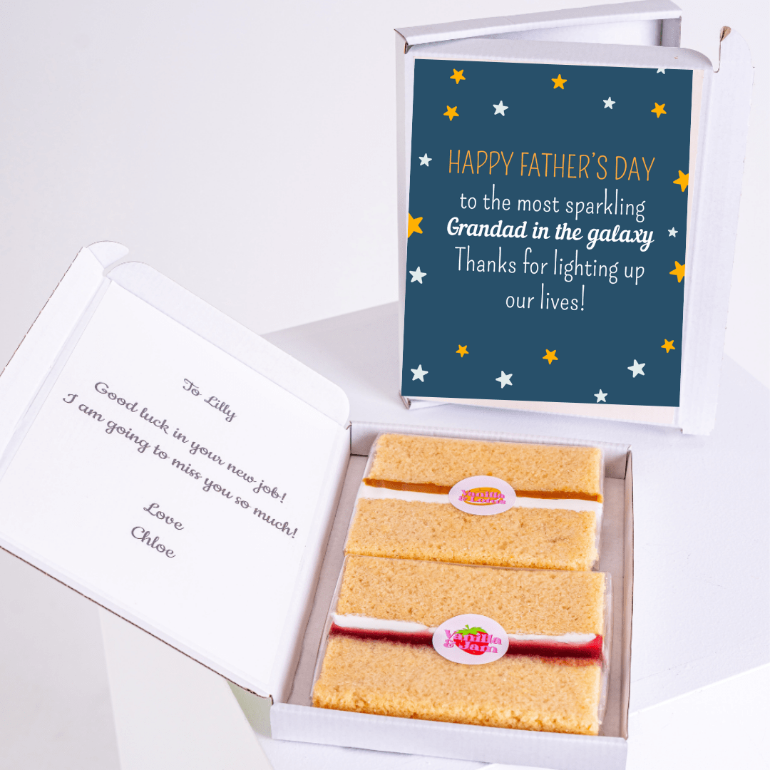 Father's Day cake gift with a message for Grandad in a box.