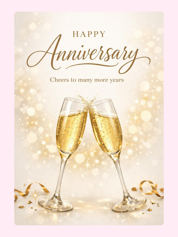 Cheers To Many More Years Anniversary Cake Card letterbox cake card with freshly baked cake slices