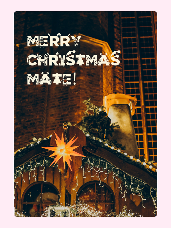 Festive Building Christmas Mate Cake Card, for a friend