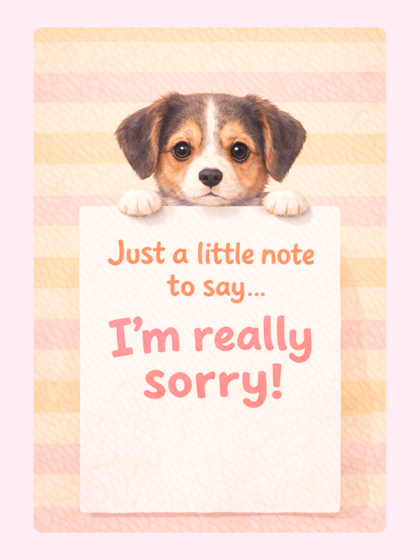 Puppy Note I'm Really Sorry Cake Card