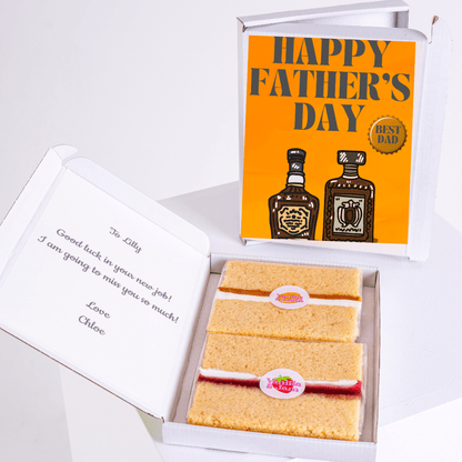Father's Day gift box with card and cake for Lilly.