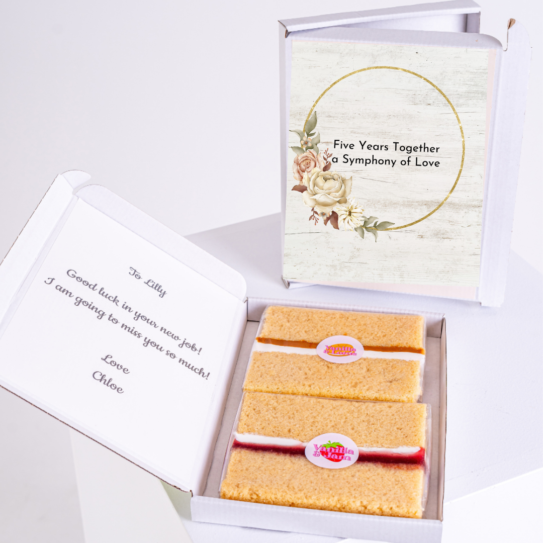 Cake gift box for Lilly, Five Years Together anniversary.