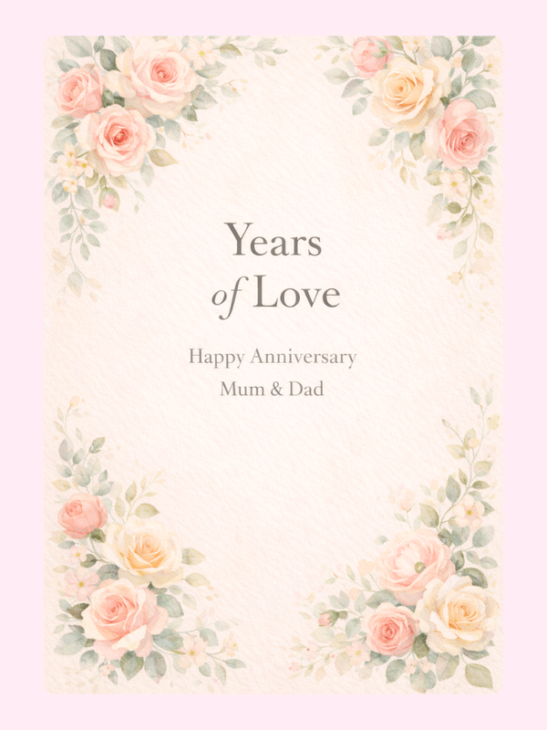 Years Of Love Roses Mum And Dad Anniversary Cake Card, for parents