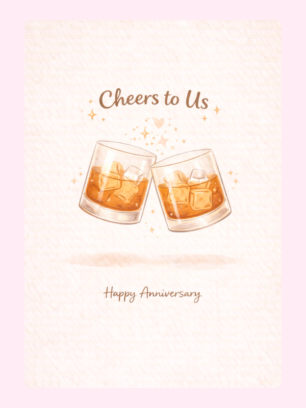 Cheers To Us Whisky Anniversary Cake Card, for a partner