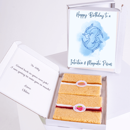 Birthday gift box for Pisces with cake and card for Lilly
