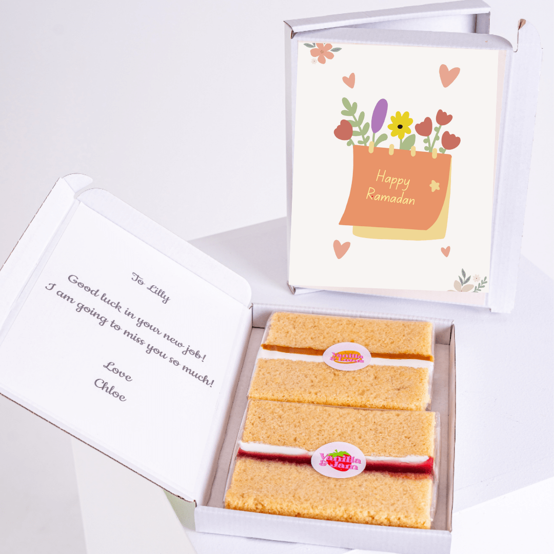 Ramadan cake gift box with card and message