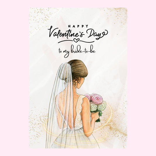 Valentine's Day card to bride-to-be, watercolor illustration