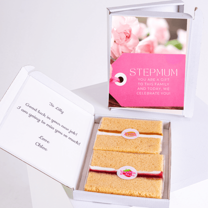 Cake gift box for Stepmum, with a message from Chloe.
