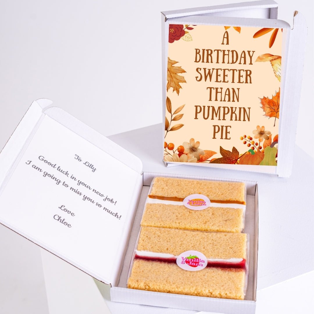 Birthday gift box with sponge cake slices.