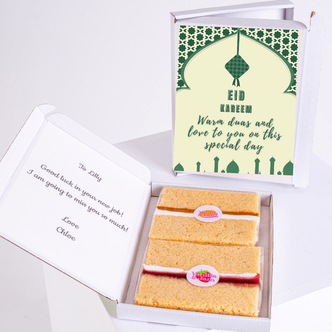 Eid Kareem cake gift box with message