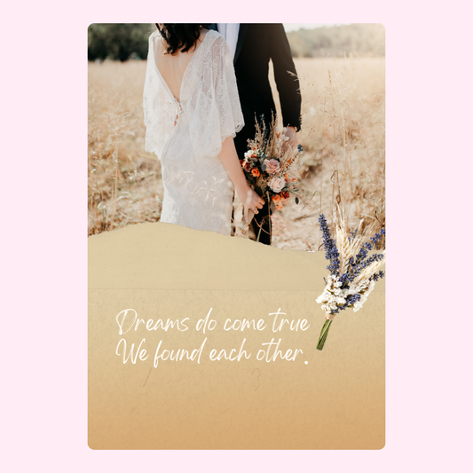 Wedding couple with flowers, Dreams do come true