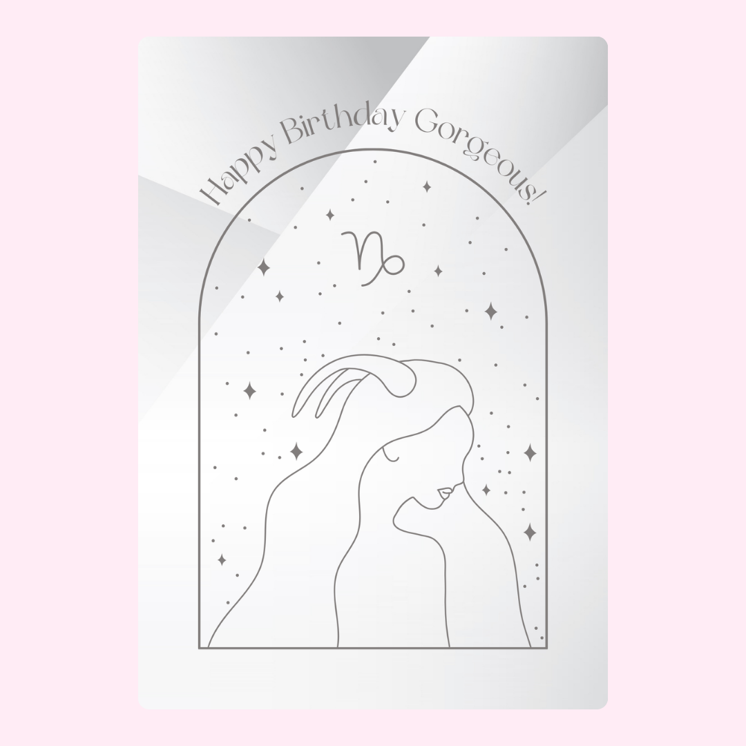 Birthday card with Capricorn design, Happy Birthday Gorgeous!
