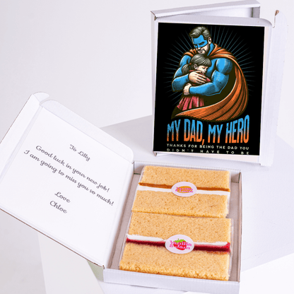 Gift box with My Dad, My Hero card and cake, from...