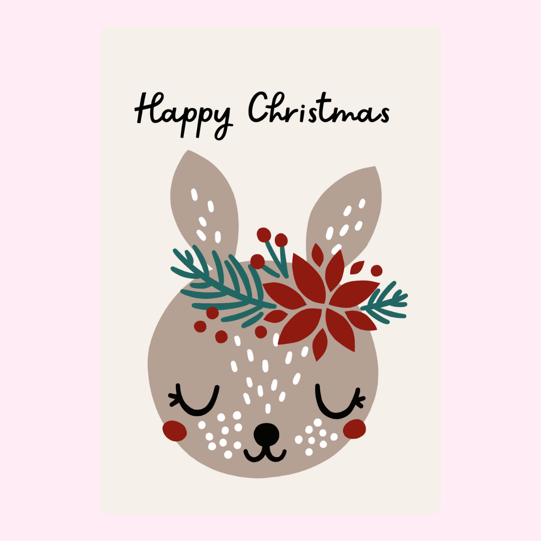Christmas card with cute deer illustration