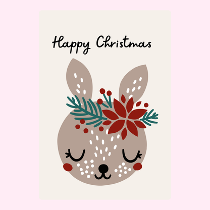 Christmas card with cute deer illustration