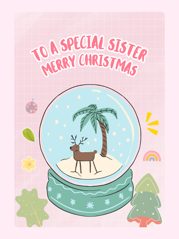 Sister Snow Globe Christmas Cake Card
