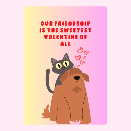 Cat and dog friendship, sweetest Valentine.