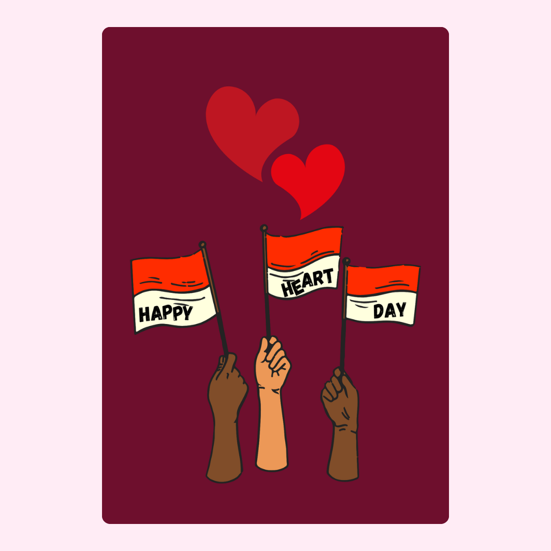 Happy Heart Day flags illustration