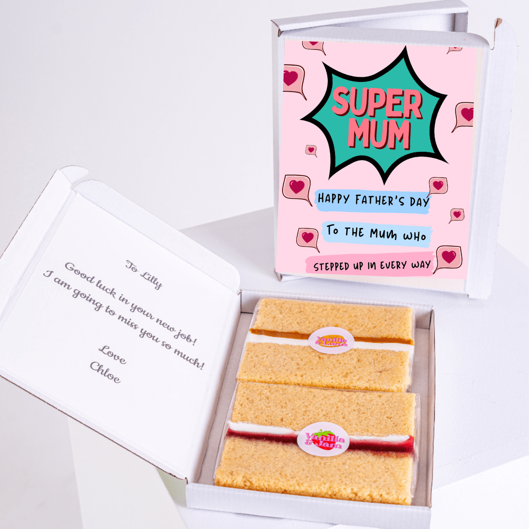 Super Mum cake box gift for Lilly, Happy Father's Day.