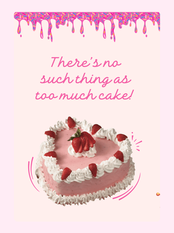 Too Much Cake Cake Card, birthday