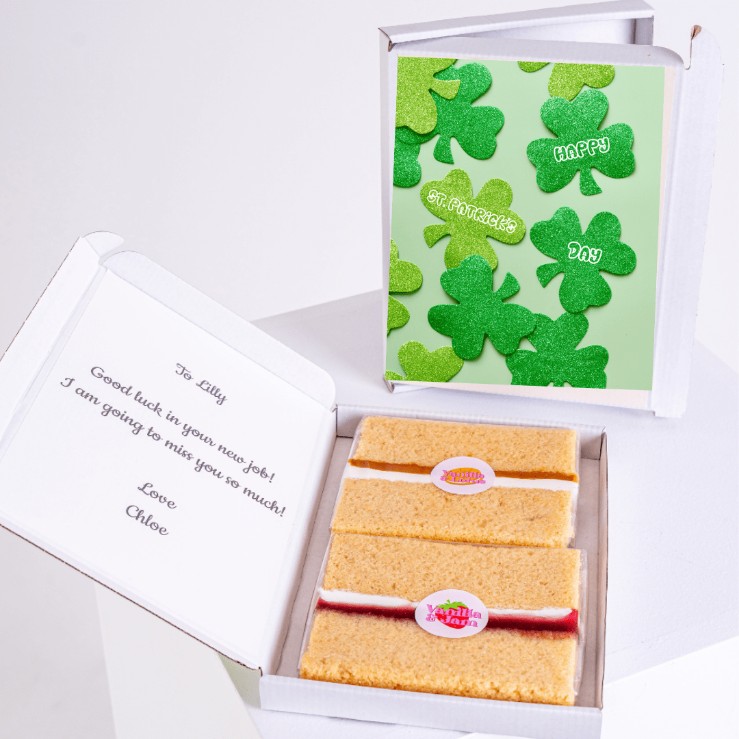 St. Patrick's Day cake gift box with card for Lilly