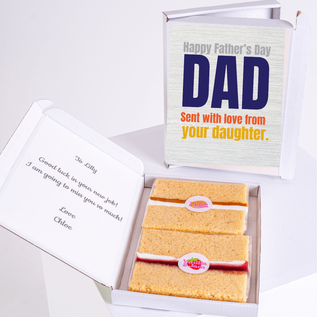 Father's Day cake gift box with message from daughter