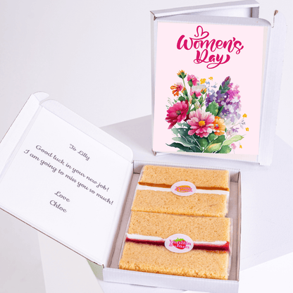 Women's Day cake gift box for Lilly, floral card.