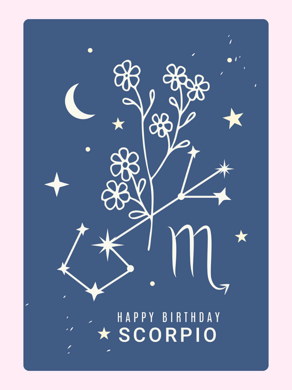 Scorpio Flame Cake Card, birthday