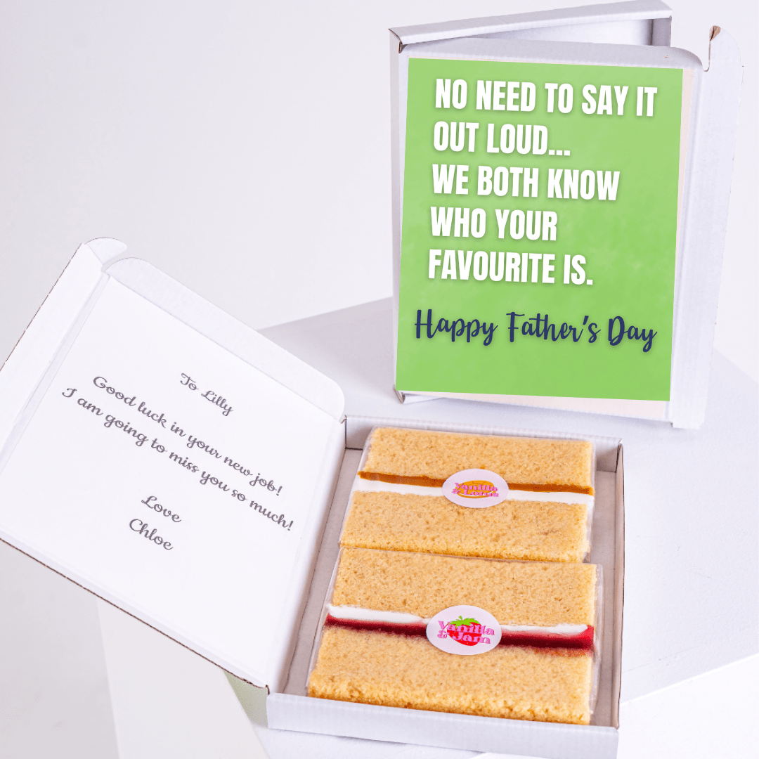 Father's Day cake gift box with personalized note for Lilly.