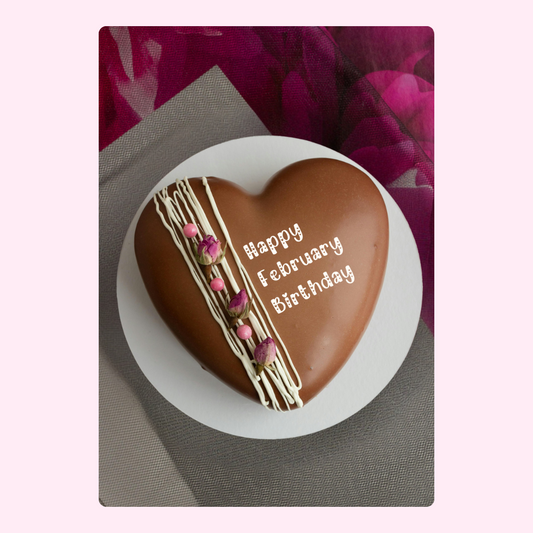 February birthday heart cake