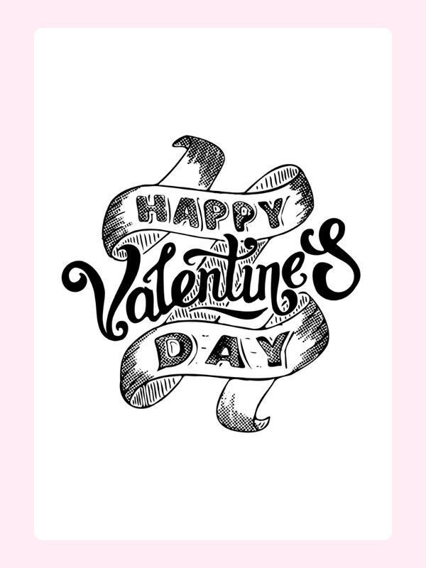 Happy Valentine's Day card, black and white design (19_2624d3c5)