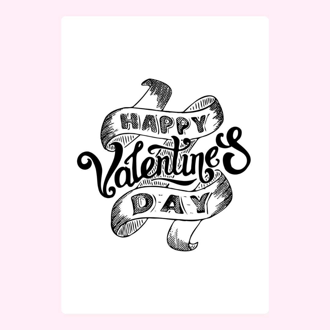 Happy Valentine's Day card, black and white design (19_2624d3c5)