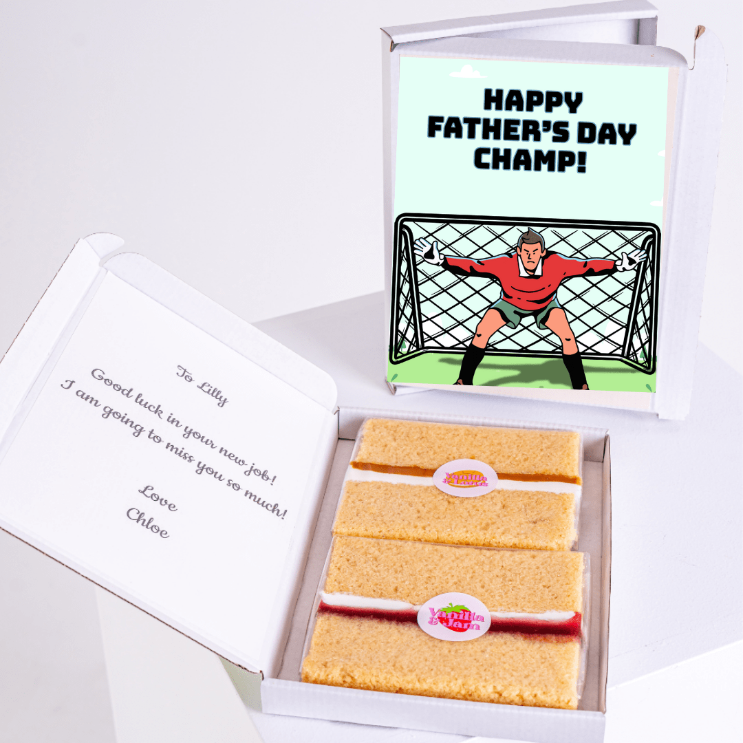 Father's Day gift box with cake and card for Lilly
