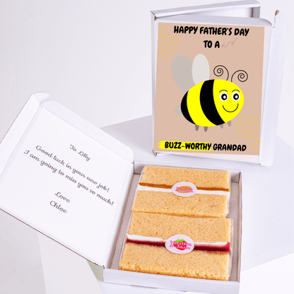 Father's Day gift box with cake and card for Grandad