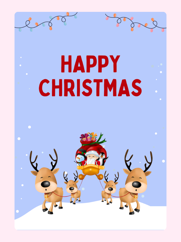 Santa And Reindeer Christmas Cake Card, for kids