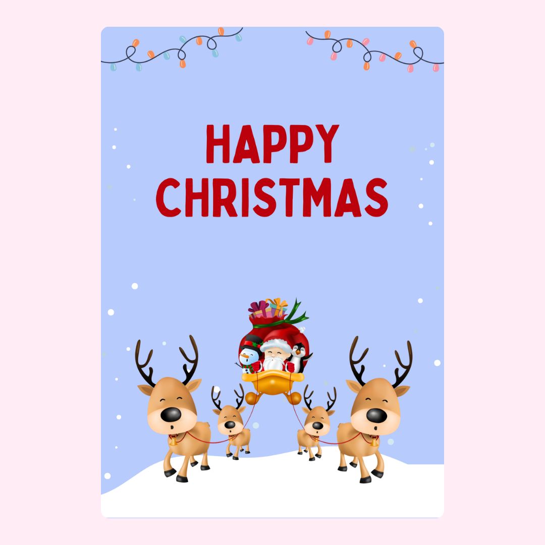 Christmas card with Santa and reindeer, 19_51013d4b