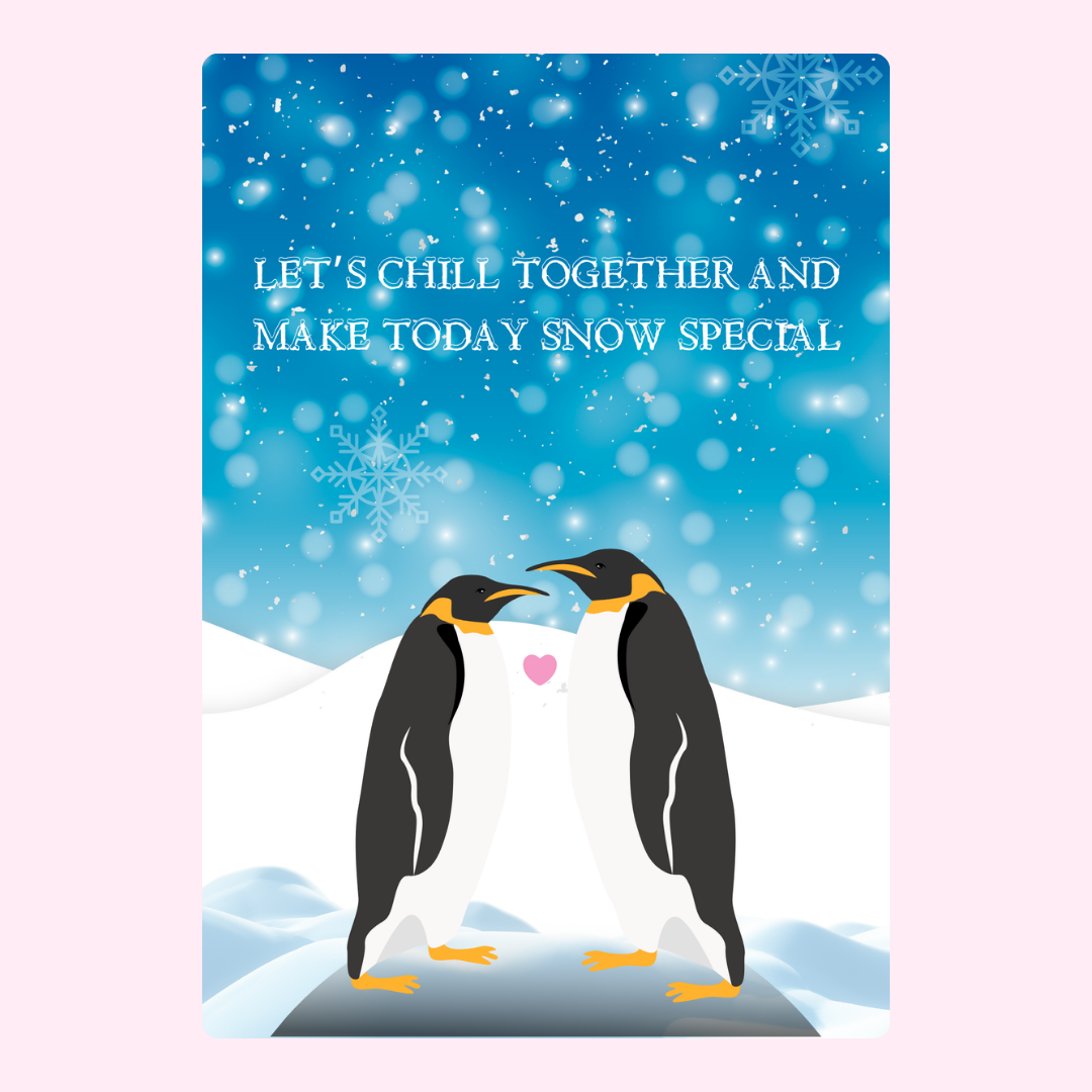 Penguin card with snow and message - 19_519e1daa