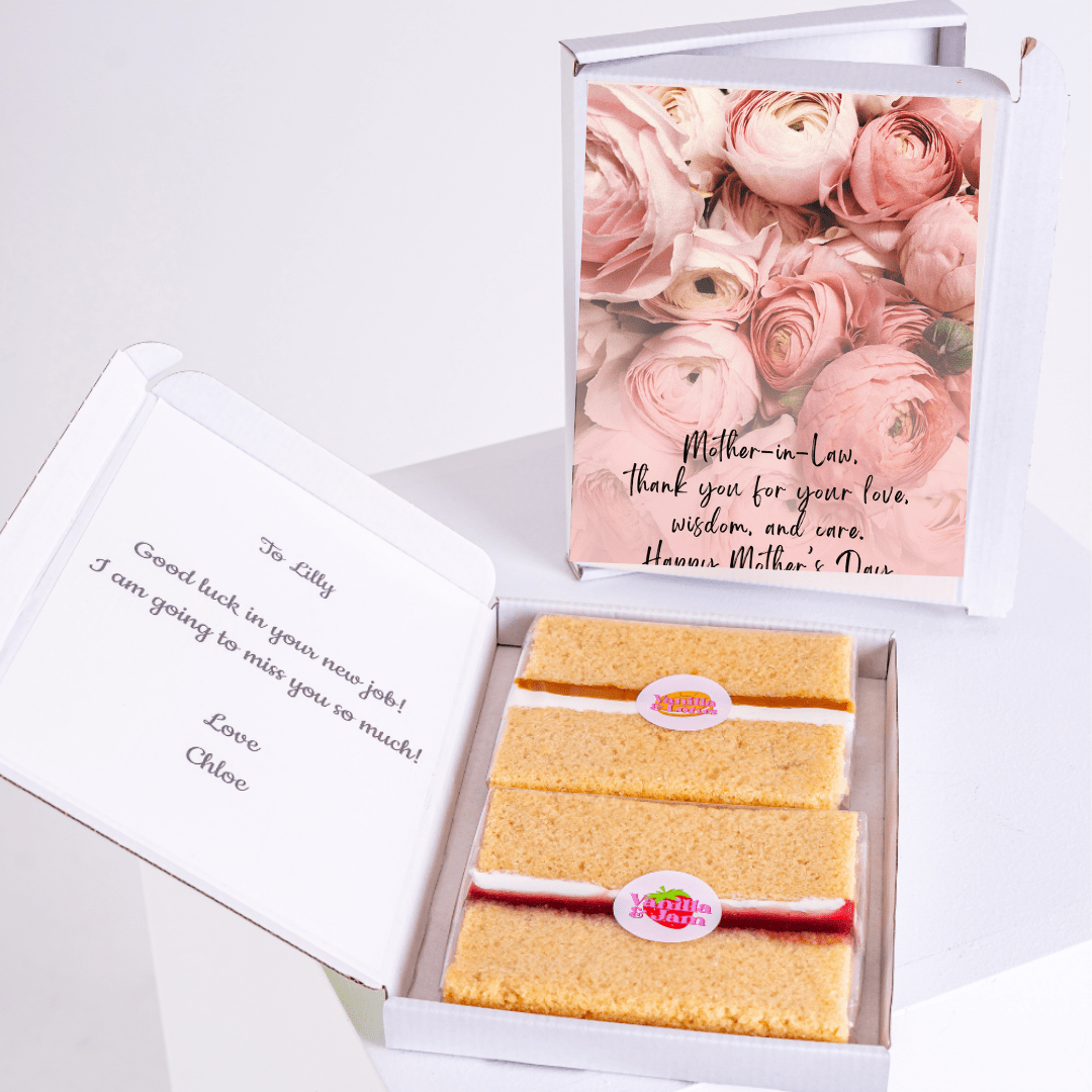 Mother's Day gift box with cake and card for Lilly