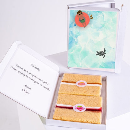 Cake gift box for Lilly with message, Good luck in your new job!