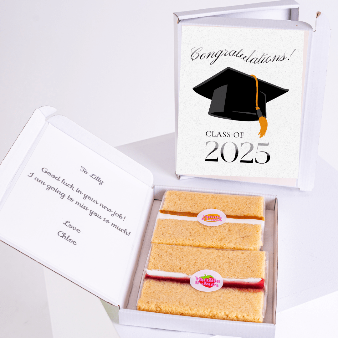 Graduation cake box with congratulations card, Class of 2025