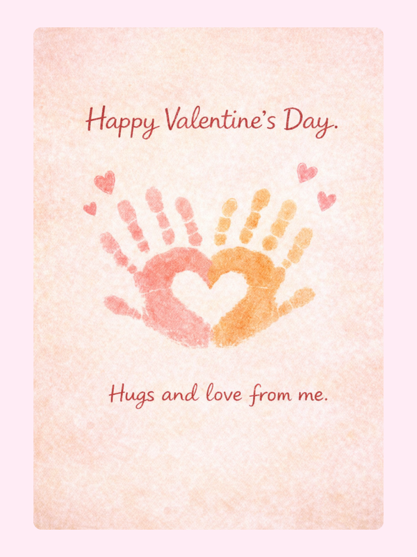 Handprint Hugs And Love Cake Card, for kids