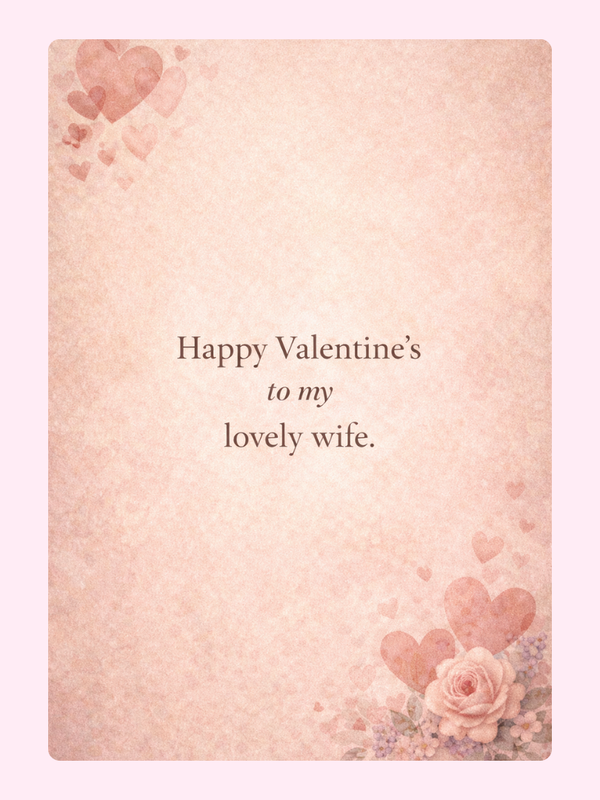 Lovely Wife Blush Hearts Cake Card